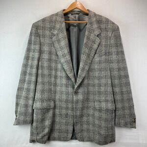 VTG Canali Proposta Blazer Mens 56 R Grey Wool Plaid Textured Sport Coat Italy
